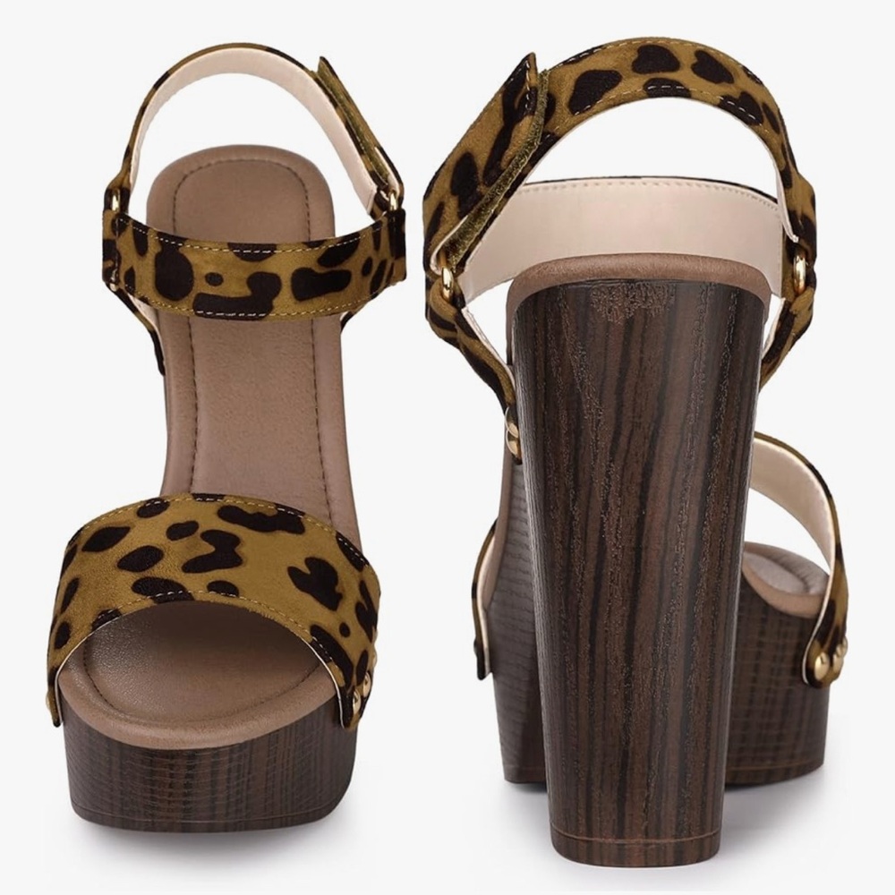 Perphy brand Stylish Leopard Print Platform Sandals - Picture 2 of 4